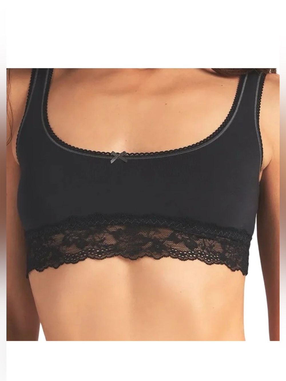 Skims Lightweight Cotton Lace Longline Scoop Bralette
 sz M